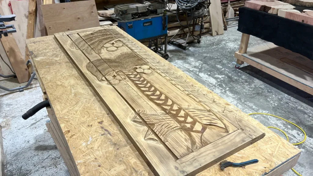 bench made from trifold closet door