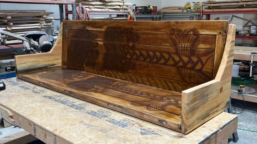 bench made from trifold closet door