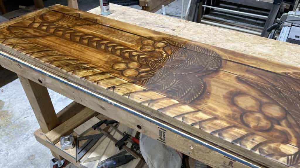 bench made from trifold closet door