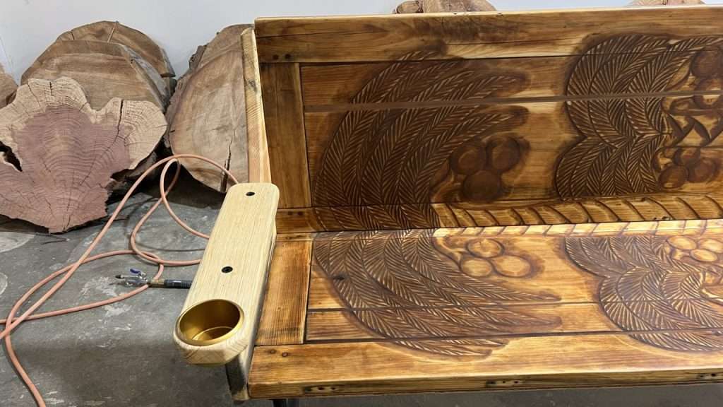 bench made from trifold closet door