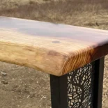 Redwood Outdoor Bench being installed