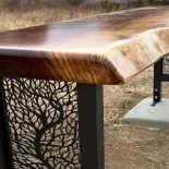 Redwood Outdoor Bench being installed