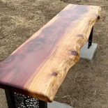 Redwood Outdoor Bench being installed