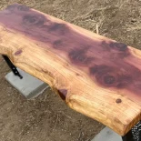 Redwood Outdoor Bench being installed