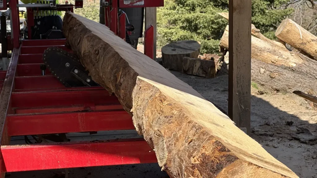 Live Edge Beam being milled