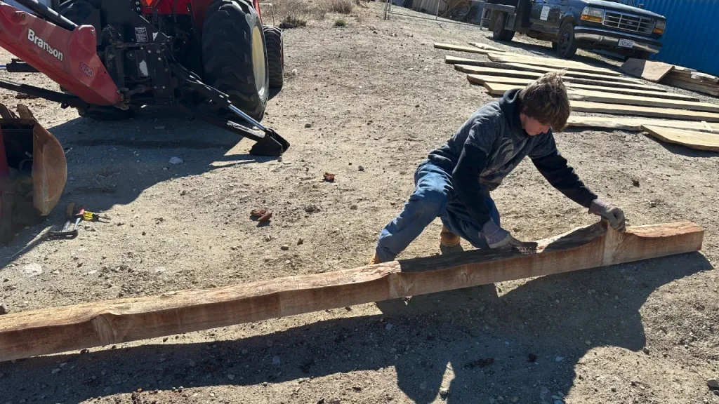 Live Edge Beam being prepped