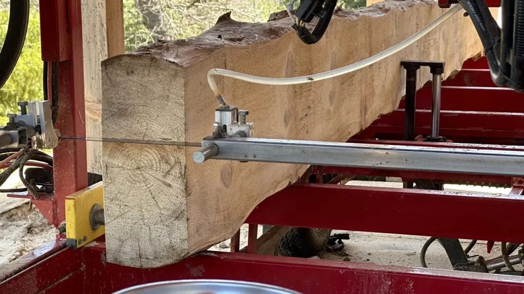 Live Edge Beam being milled