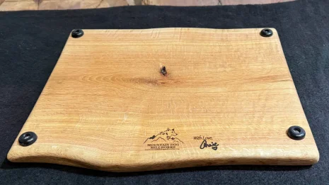 Cutting Board bottom with mountain dog millworks laser engraving and with love Anne laser signature Cutting Board bottom with mountain dog millworks laser engraving and with love Anne laser signature