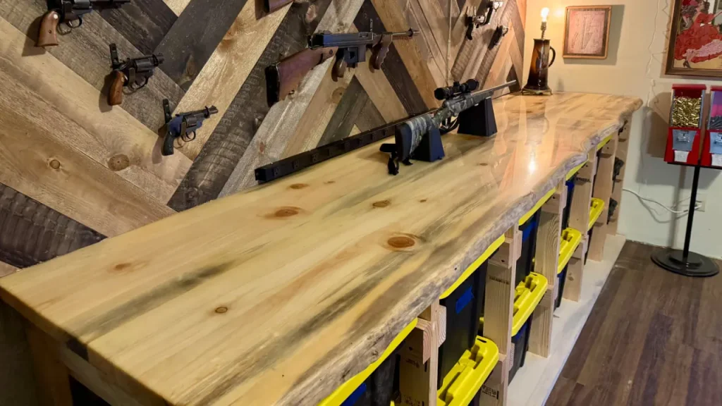 Pine Live Edge Gun Display Desktop