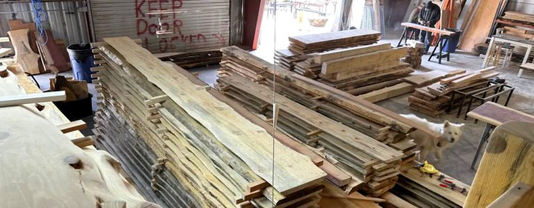 Pre cut kiln dried slabs in the shop