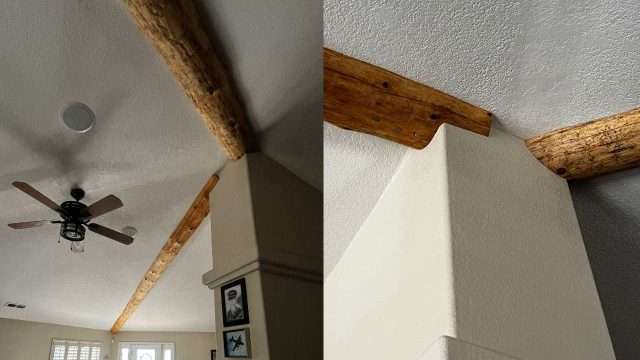 Pine ceiling beams