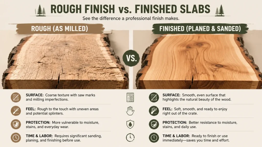 comparing rough versus finished slab